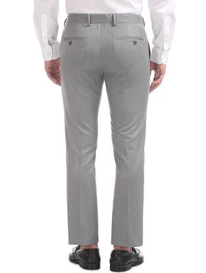 grey solid flat front formal trouser - 17597732 - Standard Image - 3