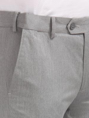 grey solid flat front formal trouser - 17597732 - Standard Image - 5