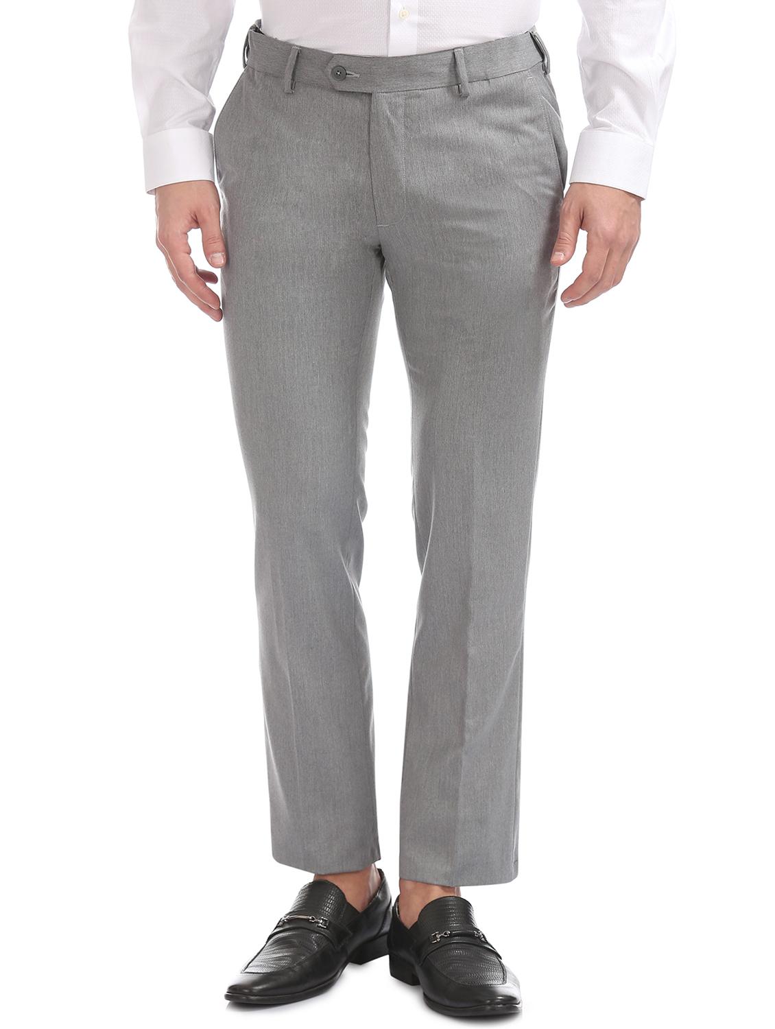 grey solid flat front formal trouser - 17597732 - Zoom Image - 1
