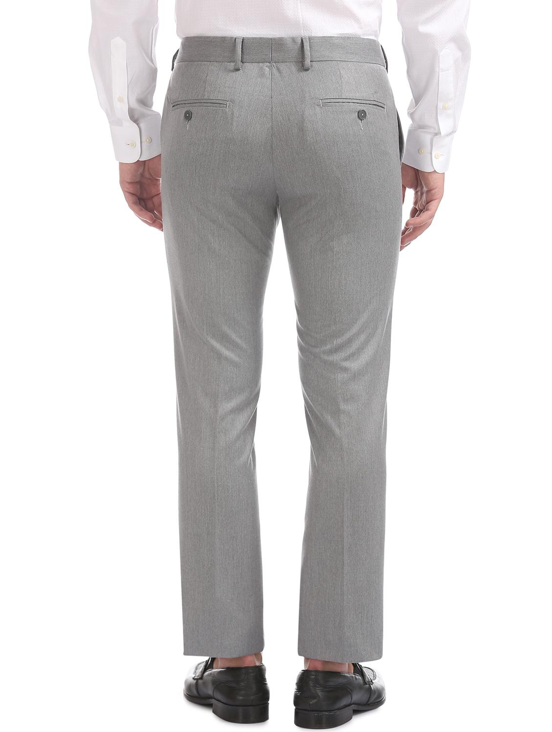 grey solid flat front formal trouser - 17597732 - Zoom Image - 3