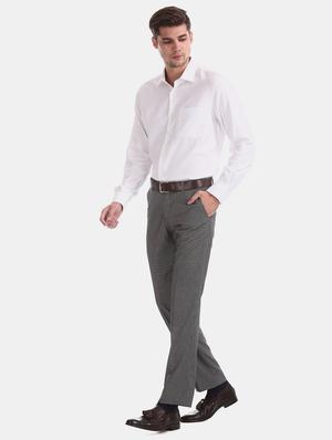 grey textured flat front formal trouser - 17597761 - Standard Image - 4