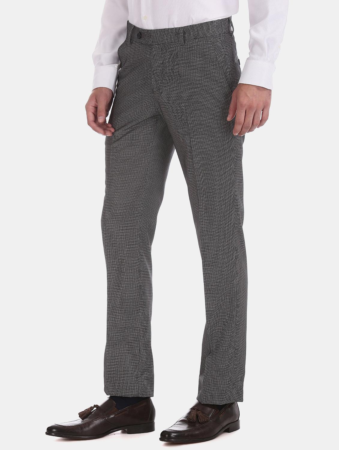 grey textured flat front formal trouser - 17597761 - Zoom Image - 2