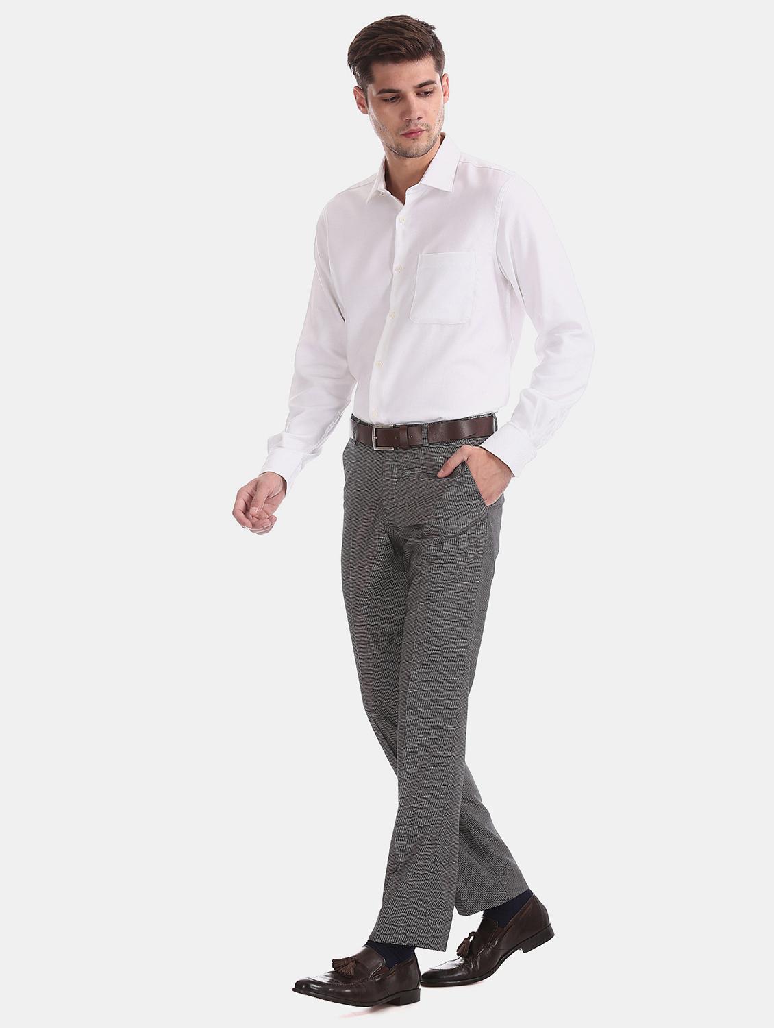 grey textured flat front formal trouser - 17597761 - Zoom Image - 4