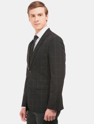 black checkered single breasted formal blazer - 17597846 - Standard Image - 2