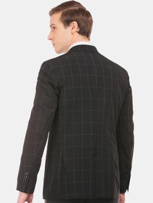 black checkered single breasted formal blazer - 17597846 - Standard Image - 3