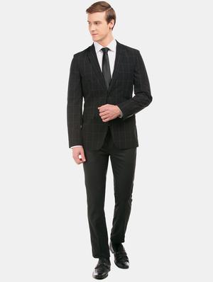 black checkered single breasted formal blazer - 17597846 - Standard Image - 4
