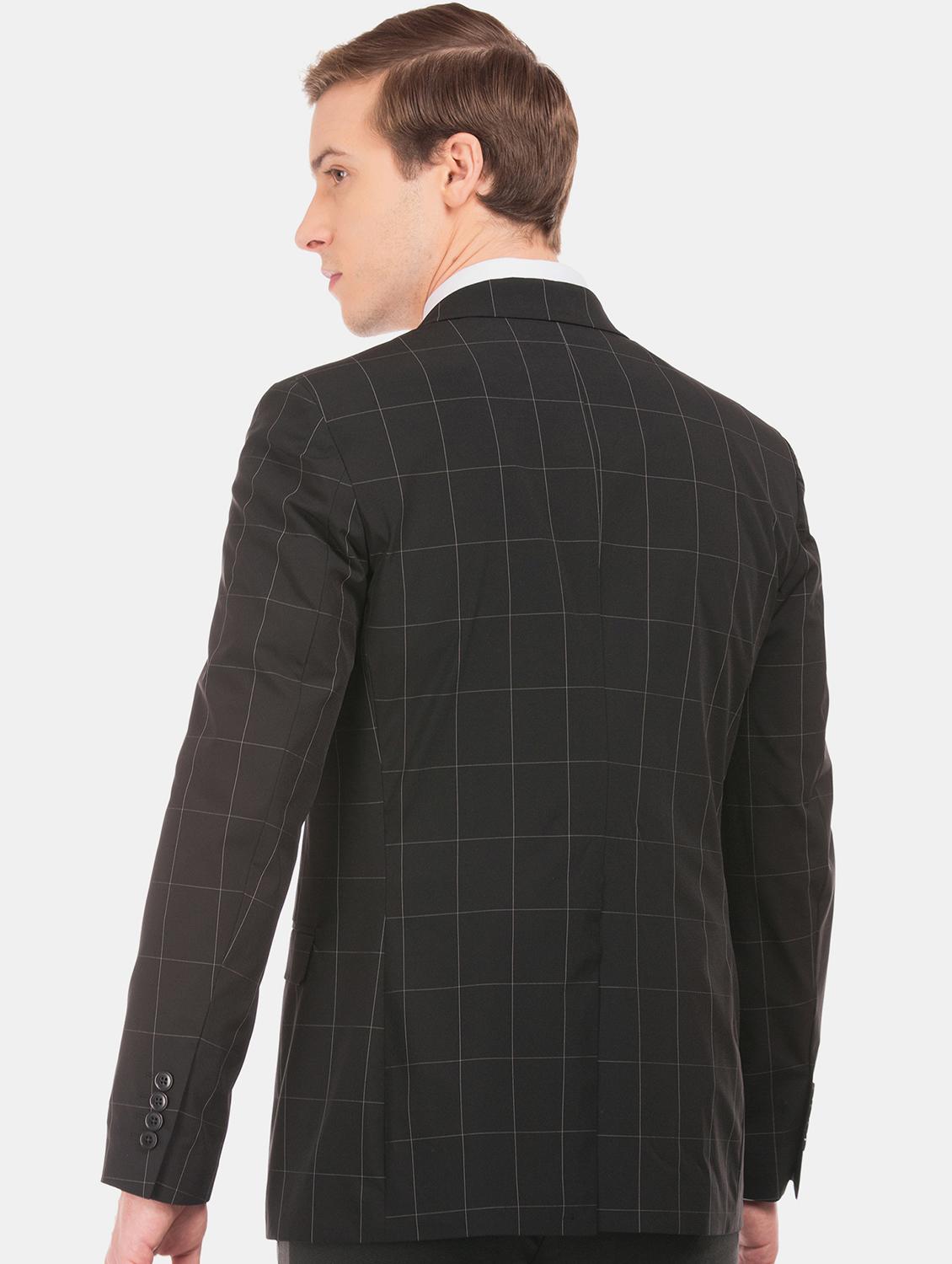 black checkered single breasted formal blazer - 17597846 - Zoom Image - 3