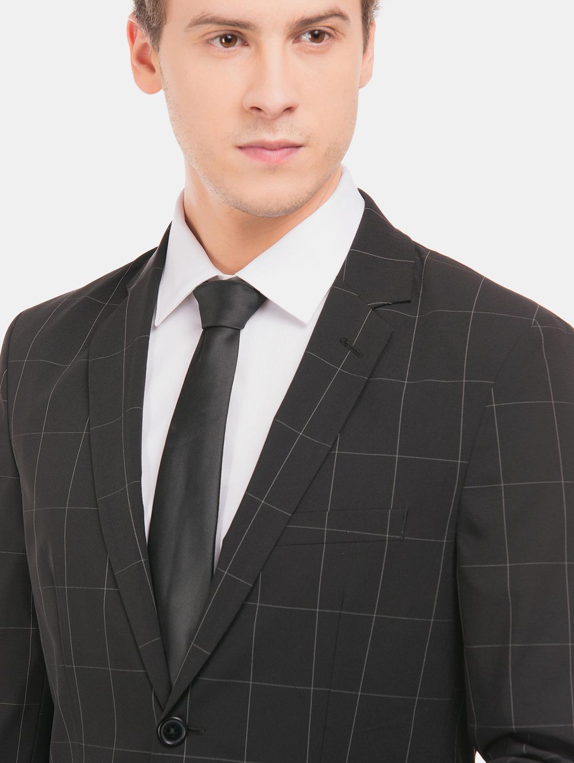 black checkered single breasted formal blazer - 17597846 - Zoom Image - 5