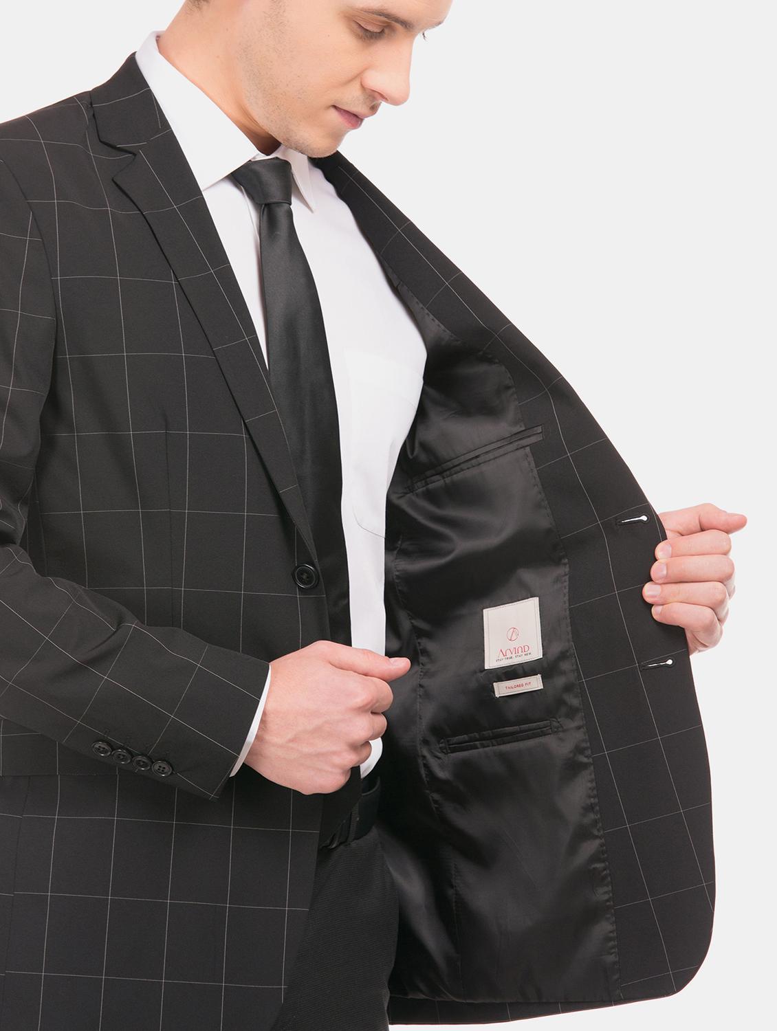 black checkered single breasted formal blazer - 17597846 - Zoom Image - 6