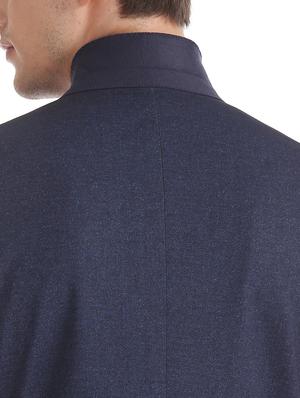 navy blue self design single breasted formal blazer - 17597848 - Standard Image - 6