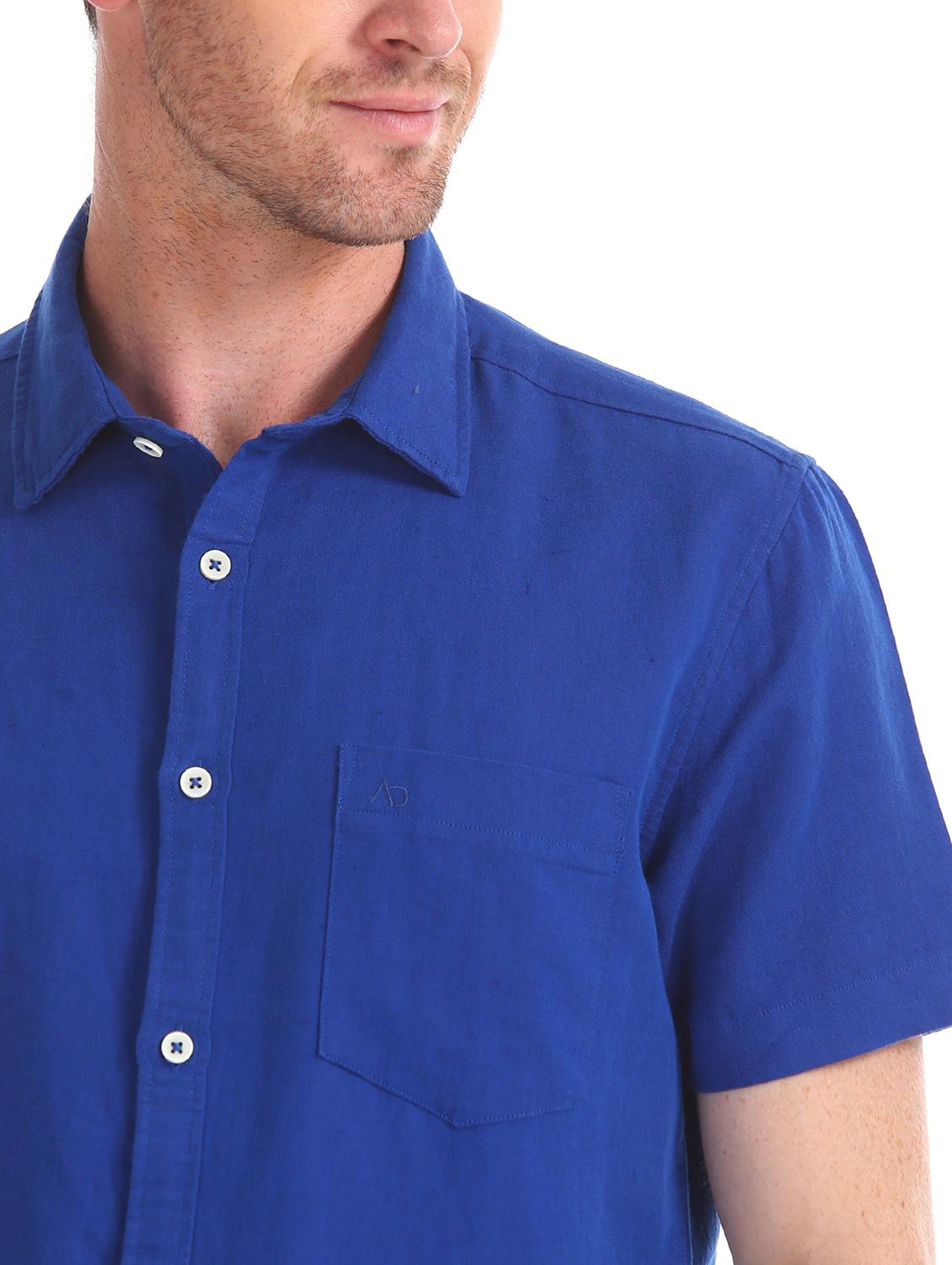 blue solid casual shirt - 17597916 - Zoom Image - 5