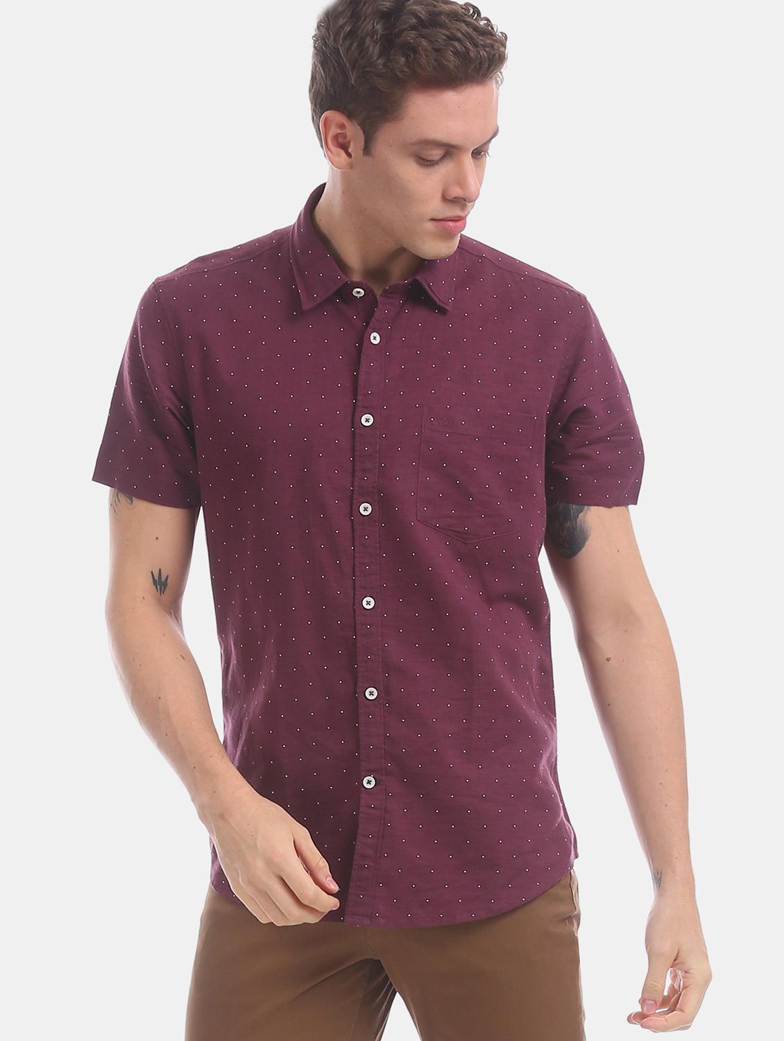 maroon printed casual shirt - 17597918 - Zoom Image - 1