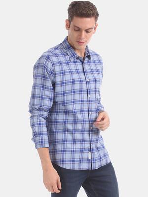 blue checkered casual shirt - 17597949 - Standard Image - 3