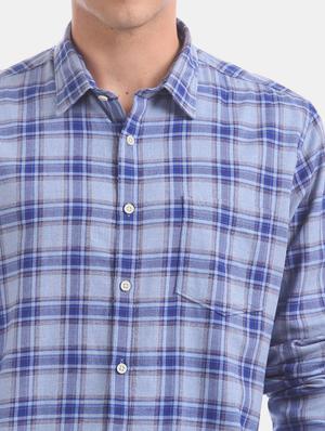 blue checkered casual shirt - 17597949 - Standard Image - 6