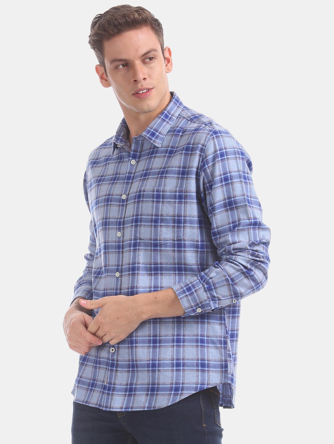 blue checkered casual shirt - 17597949 - Zoom Image - 2