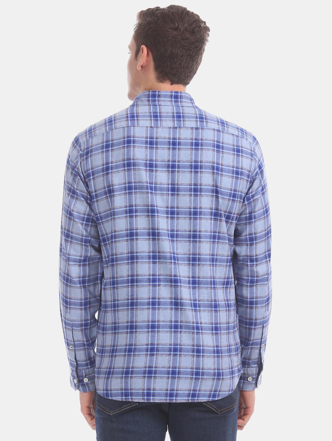 blue checkered casual shirt - 17597949 - Zoom Image - 4