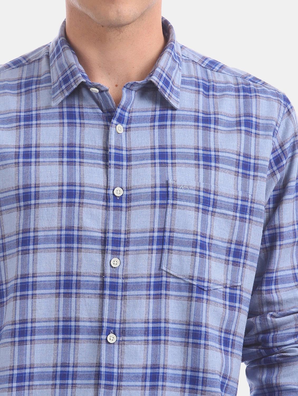 blue checkered casual shirt - 17597949 - Zoom Image - 6