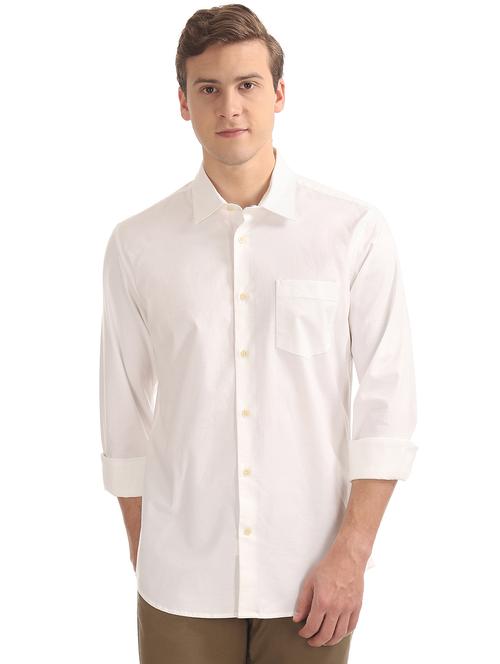 white solid casual shirt - 17598015 - Standard Image - 1