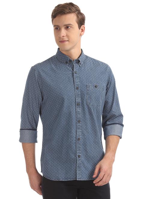 blue printed casual shirt - 17598031 - Very Small Image - 1