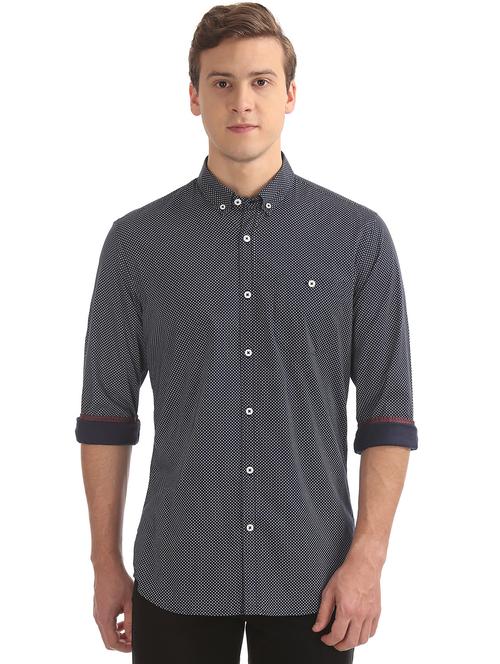 navy blue printed casual shirt - 17598049 - Standard Image - 1