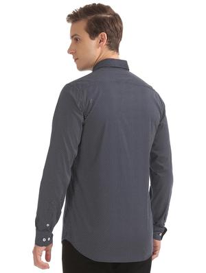 navy blue printed casual shirt - 17598049 - Standard Image - 3