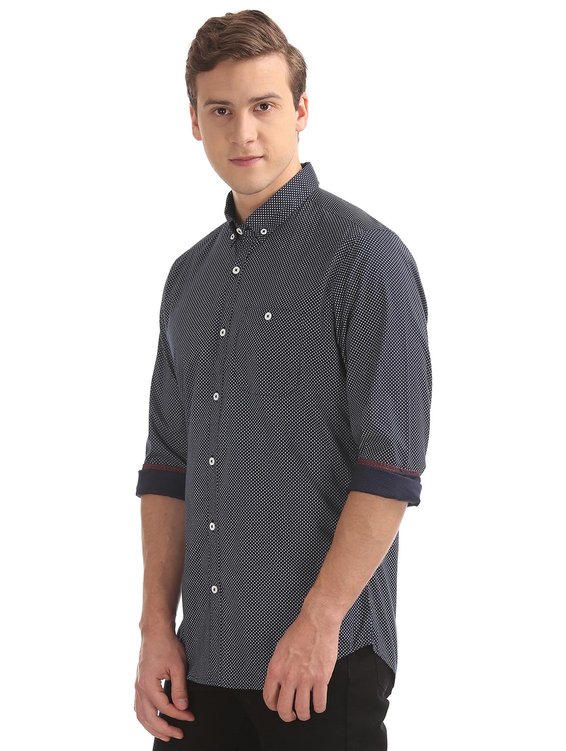 navy blue printed casual shirt - 17598049 - Zoom Image - 2
