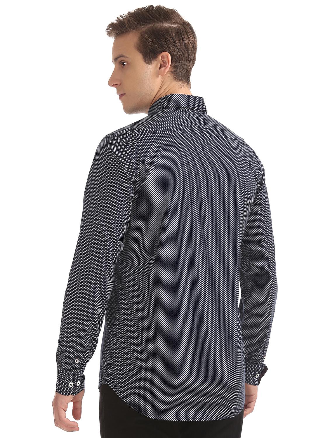 navy blue printed casual shirt - 17598049 - Zoom Image - 3