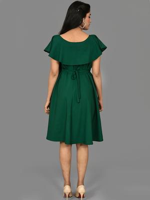 green crepe fit & flare dress - 17598347 - Standard Image - 3