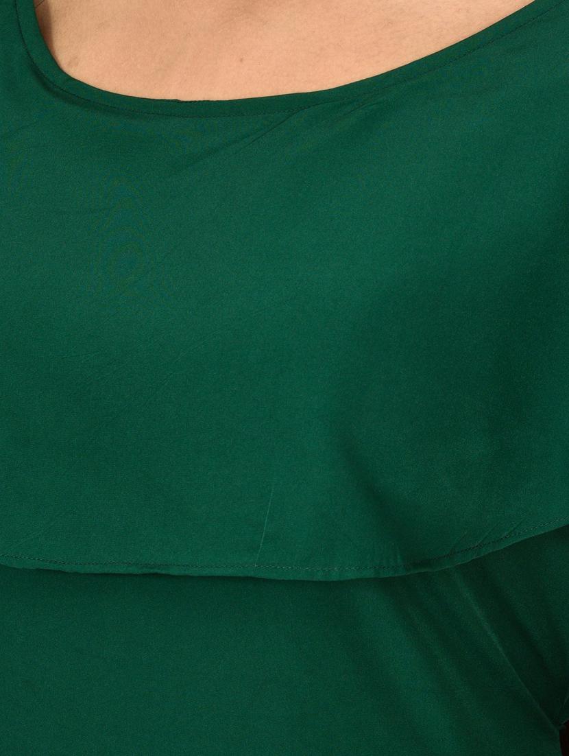 green crepe fit & flare dress - 17598347 - Zoom Image - 4