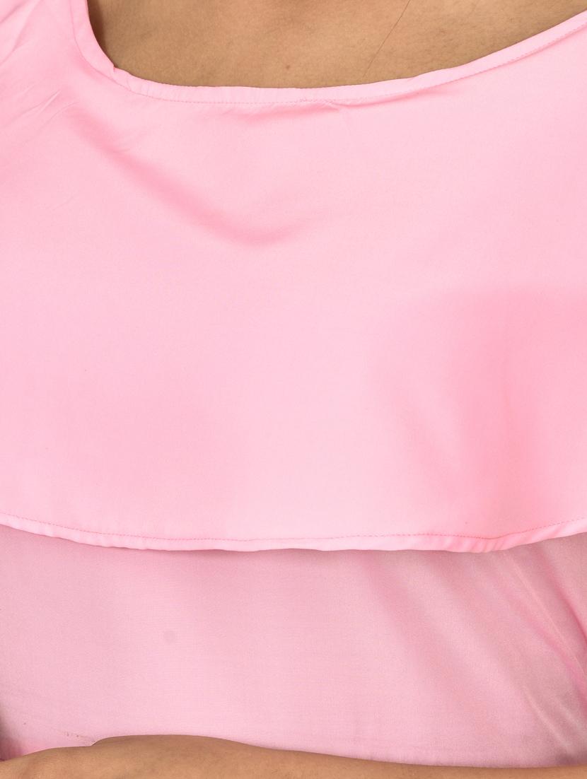 pink crepe fit & flare dress - 17598348 - Zoom Image - 4