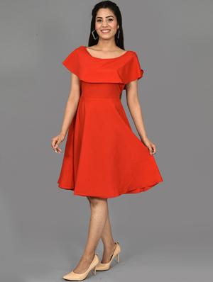 red crepe fit & flare dress - 17598349 - Standard Image - 2