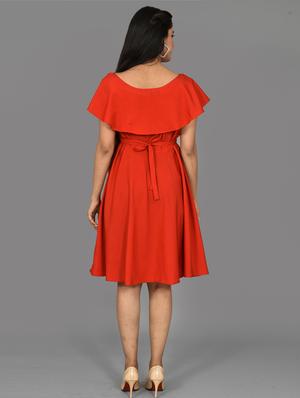 red crepe fit & flare dress - 17598349 - Standard Image - 3
