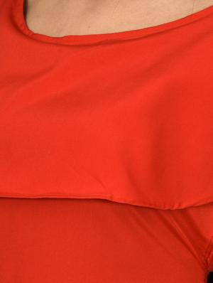 red crepe fit & flare dress - 17598349 - Standard Image - 4