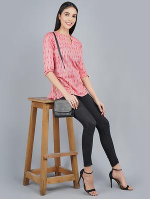 key hole neck printed top - 17598526 - Standard Image - 4