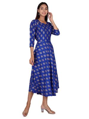 printed a-line ethnic dress - 17598578 - Standard Image - 2
