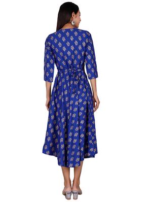 printed a-line ethnic dress - 17598578 - Standard Image - 3