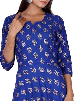 printed a-line ethnic dress - 17598578 - Standard Image - 4