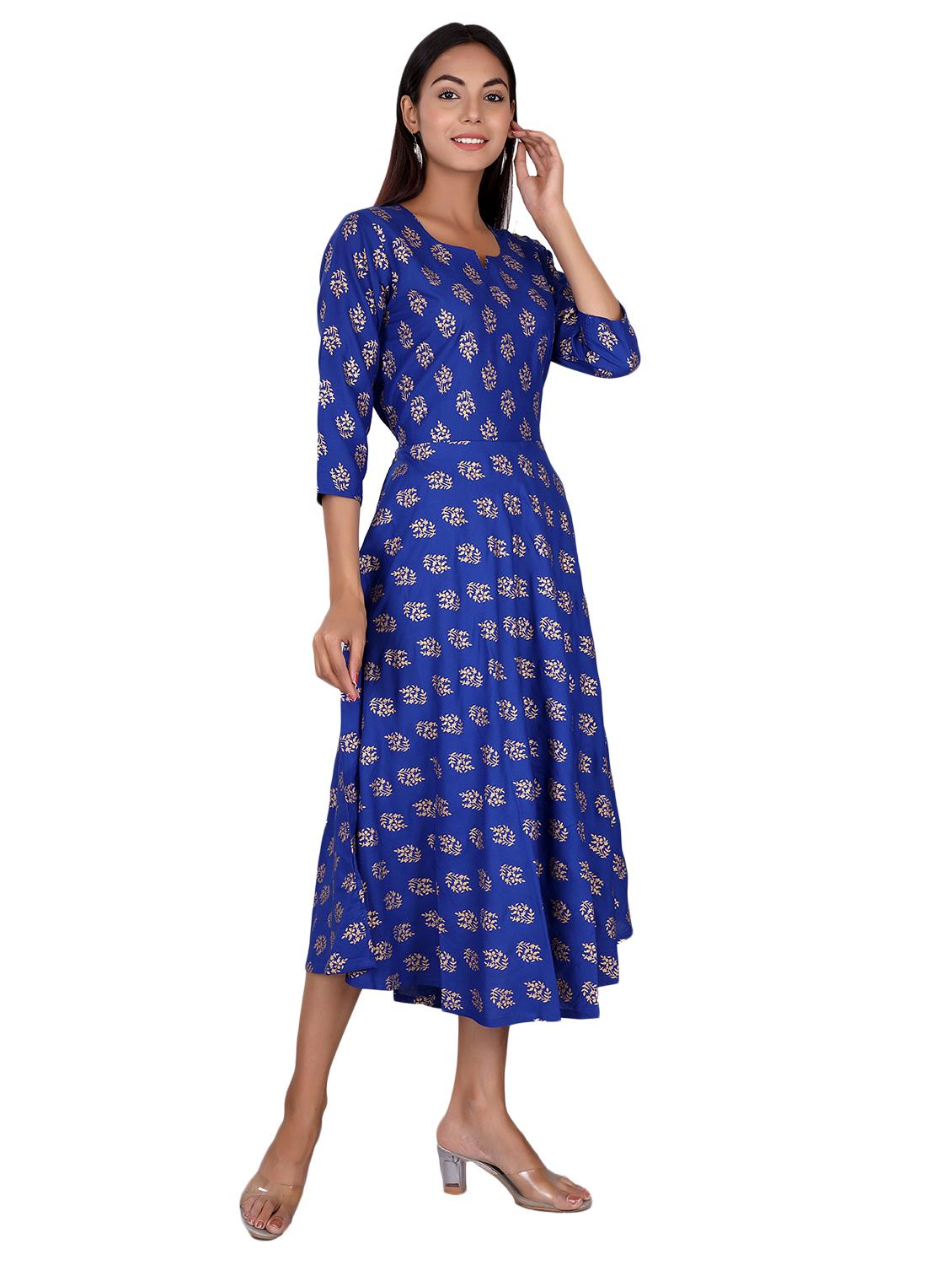 printed a-line ethnic dress - 17598578 - Zoom Image - 2