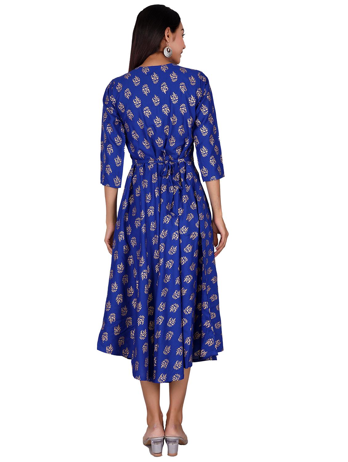 printed a-line ethnic dress - 17598578 - Zoom Image - 3