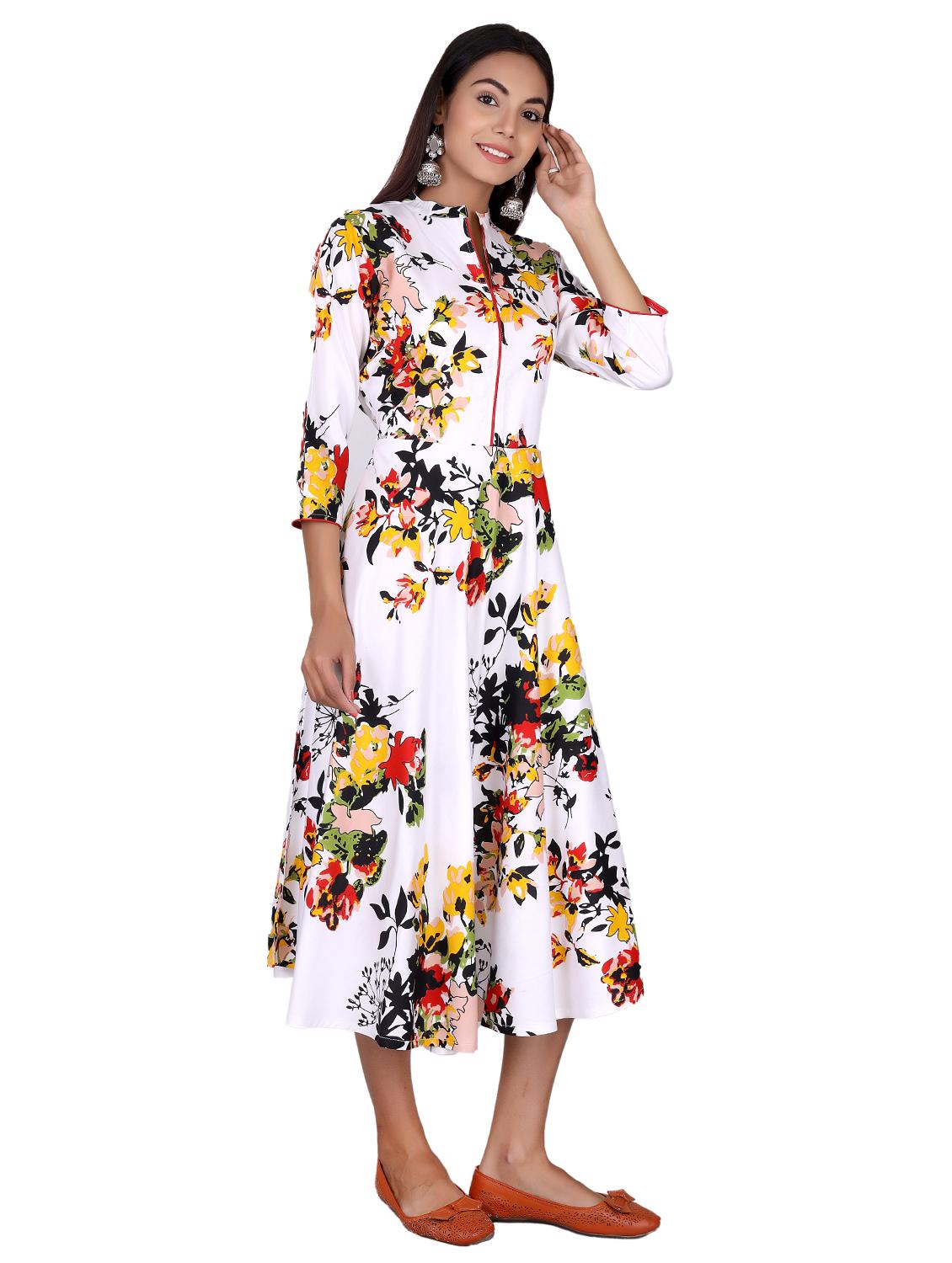 floral a-line ethnic dress - 17598589 - Zoom Image - 2