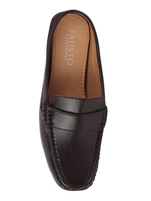 brown pu slip on moccasins - 17599180 - Standard Image - 4