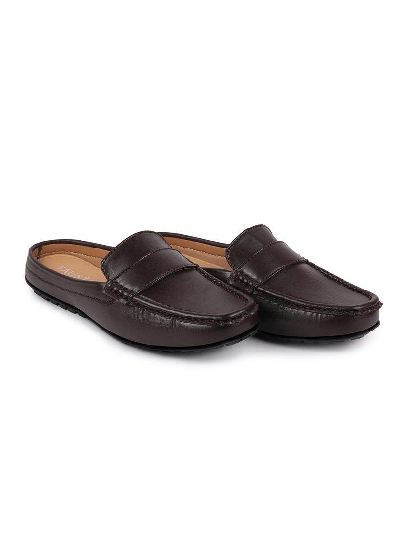 brown pu slip on moccasins - 17599180 - Zoom Image - 2