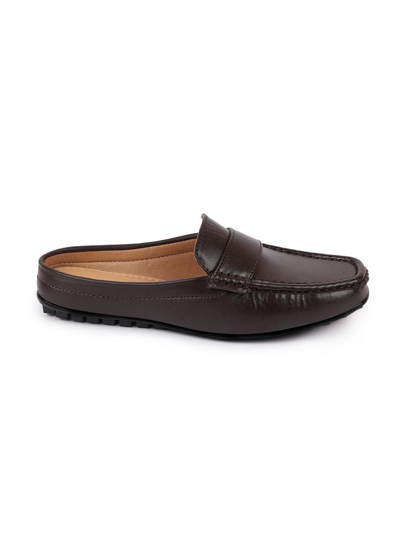 brown pu slip on moccasins - 17599180 - Zoom Image - 3
