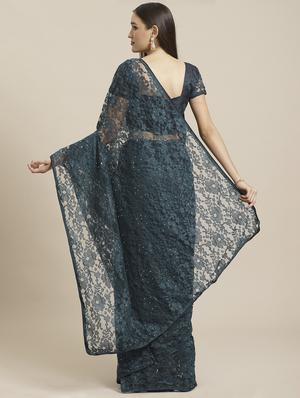 embellished net saree with blouse - 17599395 - Standard Image - 2