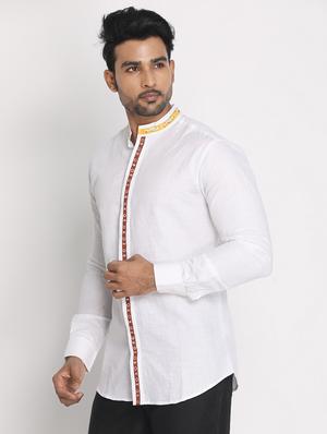 white linen casual shirt - 17599660 - Standard Image - 2