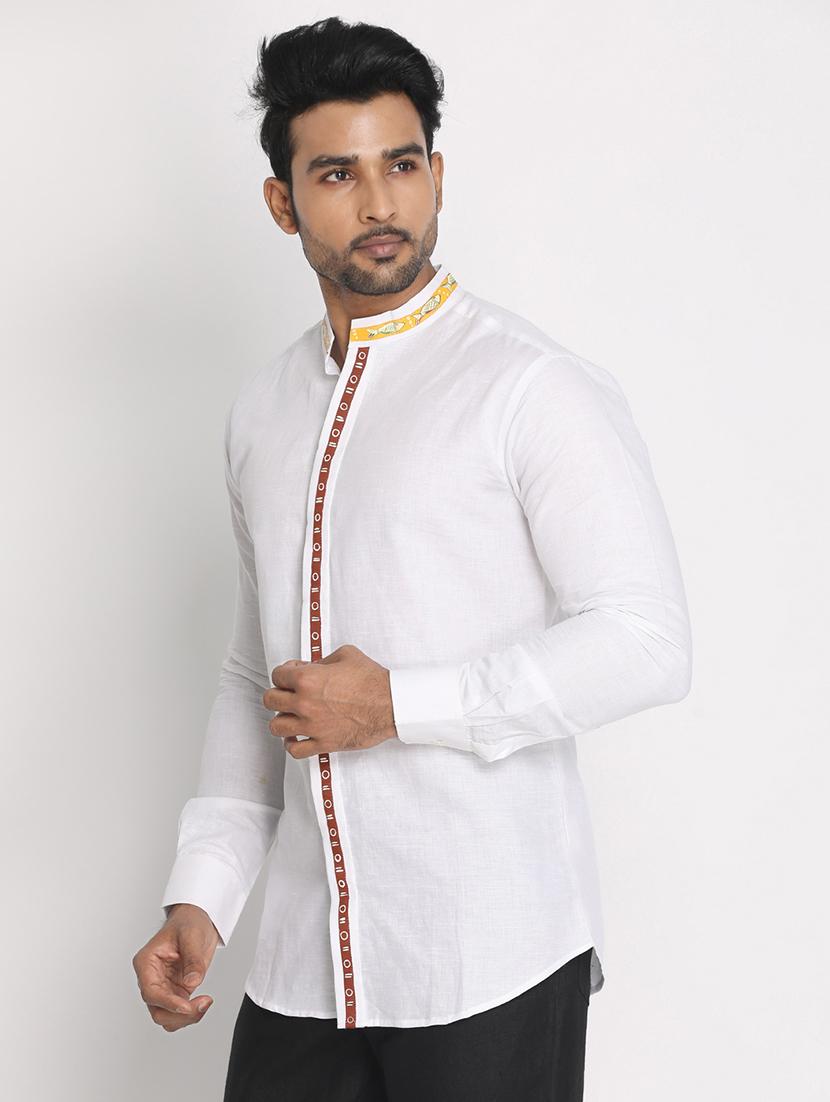 white linen casual shirt - 17599660 - Zoom Image - 2