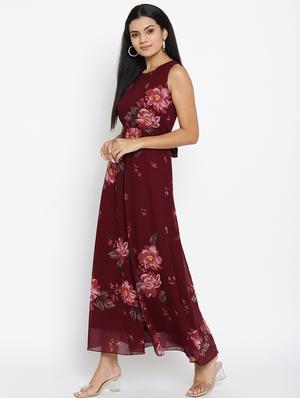 tie back floral maxi dress - 17599909 - Standard Image - 2