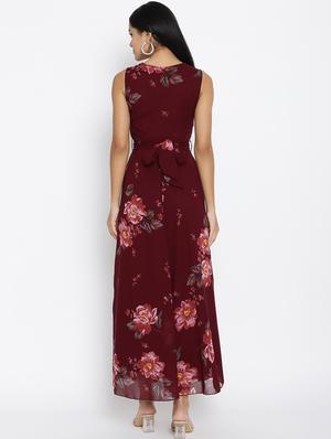 tie back floral maxi dress - 17599909 - Standard Image - 3