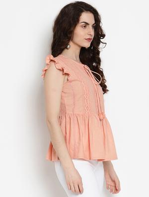 tie up neck peplum top - 17599916 - Standard Image - 2