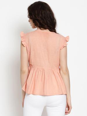 tie up neck peplum top - 17599916 - Standard Image - 3